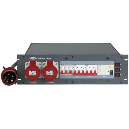 Krachtverdeler 32a incl. kist (2x 16a 6x 220v 1x 32a doorlus)